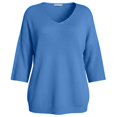 thumbnail image 4 of XAOFW Women's Sweater Solid Color 3/4 Sleeve V Neck Sweaters Everyday Wear Slim Fit Knitted Pullover Club Party Trendy Comfortable Knitting Top, 4 of 5
