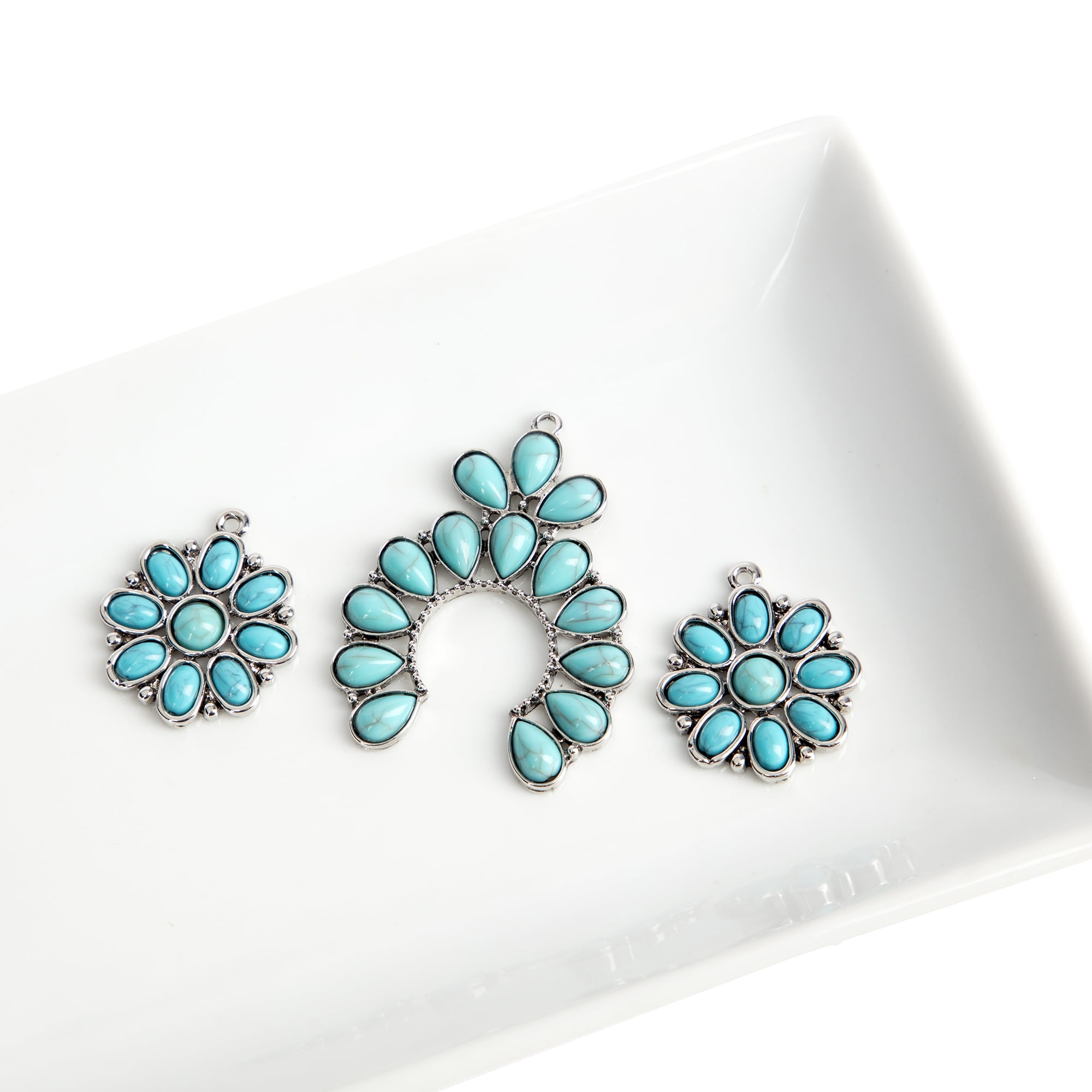 Cousin DIY Faux Turquoise Squash Jewelry Charms, Silver Metal, 3 Piece, Adult, Unisex, 69995798
