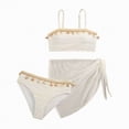 thumbnail image 3 of mgoYE Swimsuits for Girls 10-12 Girl's 3 Piece Shell Decor Bikini Sets Textured Top High Waist Hipster Cute Swimsuits with Cover Up(White,9-10 Years), 3 of 8