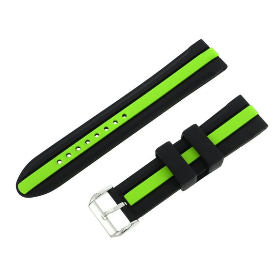 SEWCHICS Universal Watch Strap Green Silicone Band Dual Color Soft Comfortable Breathable Sports Wristband