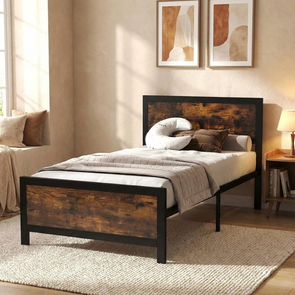 Barara King Bedroom Bed Frame, Bed Platform Frame,Metal Bed Frame with Headboard and Footboard-Twin Size