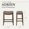 thumbnail image 5 of Maven Lane Adrien Backless Saddle Kitchen Stool, Walnut Finish, Set of 4, 5 of 6