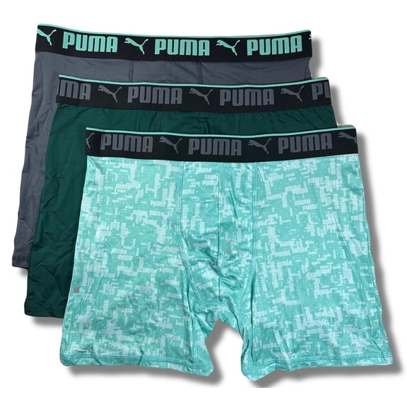 PUMA MEN'S 3 PACK - PHG 243 LETTER 3 GREEN - LARGE - UNDERWEAR X3 BOXER BRIEF
