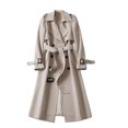 thumbnail image 1 of WomenOvercoatSolidSlimFitCoatJacketLongOuterwearWindbreakerTrench, 1 of 1
