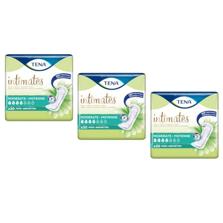 Tena Intimates Moderate Incontinence Pads, 20 Count - Pack of 3