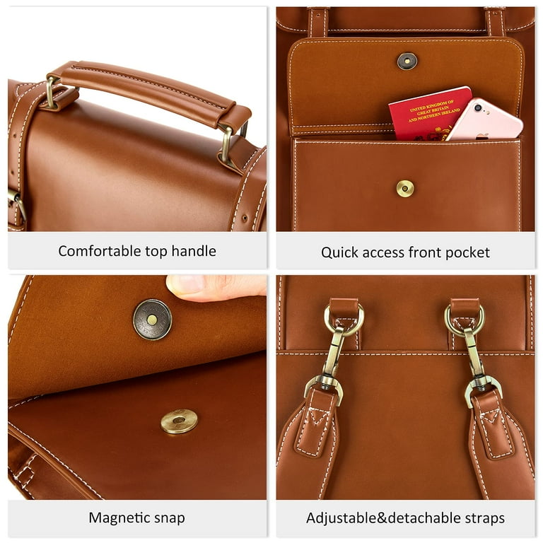 ECOSUSI Vintage Laptop Backpack for Women, 15.6 inch Leather ECOSUSI Vintage Laptop Backpack for Women, 15.6 inch Leather