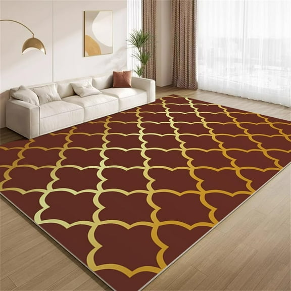 Vintage Red Gold Rug 2x3ft Small Area Rugs Greek Golden Wave Rugs Soft Non Slip Washable Non Shedding Indoor Carpet for Living Room Bedroom Home Entrance Foyer Decor