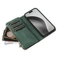 thumbnail image 4 of Dteck Zipper Wallet Case for iPhone 16 Pro,Magnetic Leather 9 Card Slots Wallet Case Shockproof Kickstand Full Body Protection Cover with Wrist Strap for iPhone 16 Pro,Green, 4 of 7