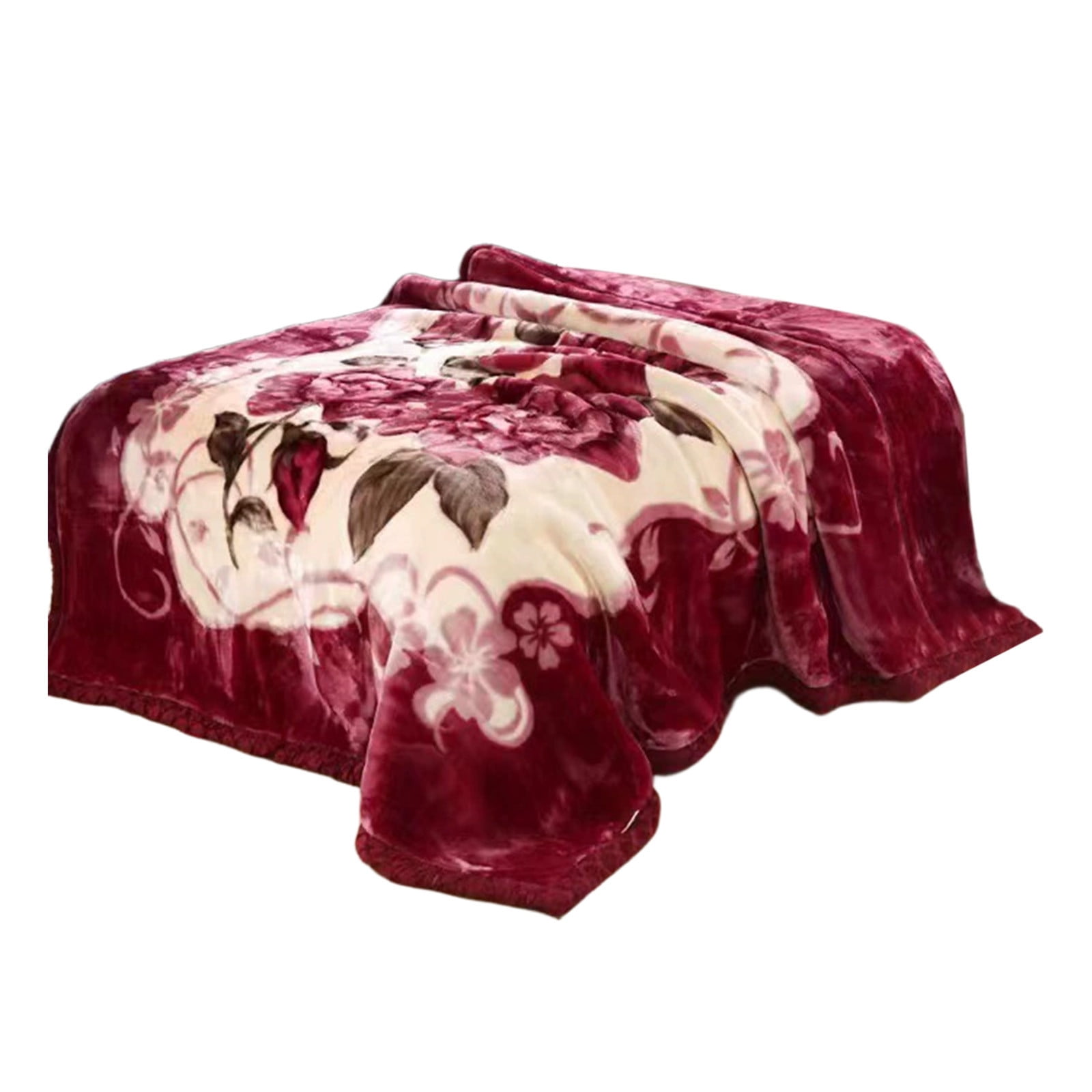Double Layer Thick Raschel Blanket Winter Warm Flannel Soft Fleece Bed Blanket for Bedroom Living Room Sofa Cozy Plush Throw Blanket for Adults All Season Home Decor