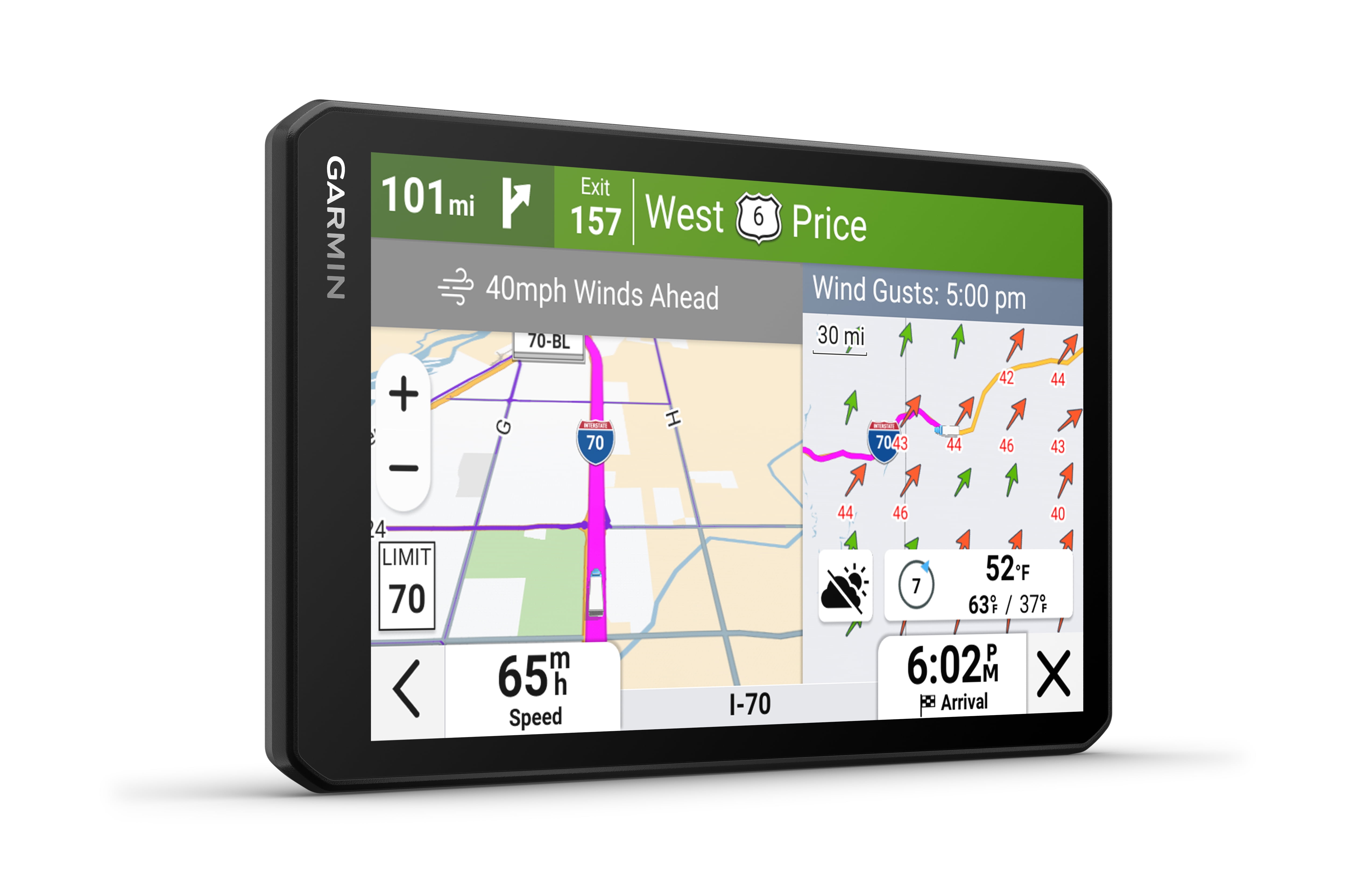 Garmin dēzlCam™ OTR725 High-Res 7” GPS Truck Navigator with Built-In 1080P HD Dash Cam, Automatic Incident Recording, Custom Truck Routing, Satellite Imagery, Community-Shared Loading Docks
