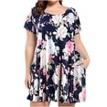 thumbnail image 2 of Vestido de noche de fiesta con tirantes y borlas de verano con estampado de flores y cuello redondo de talla grande para mujer Pompotops  qyievc498, 2 of 7