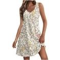 thumbnail image 2 of Titcea Summer Dresses for Women 2026 Floral Printed V Neck Sleeveless Casual Midi Dresses Beach Holiday Summer Sundresses with Pockets, 2 of 6