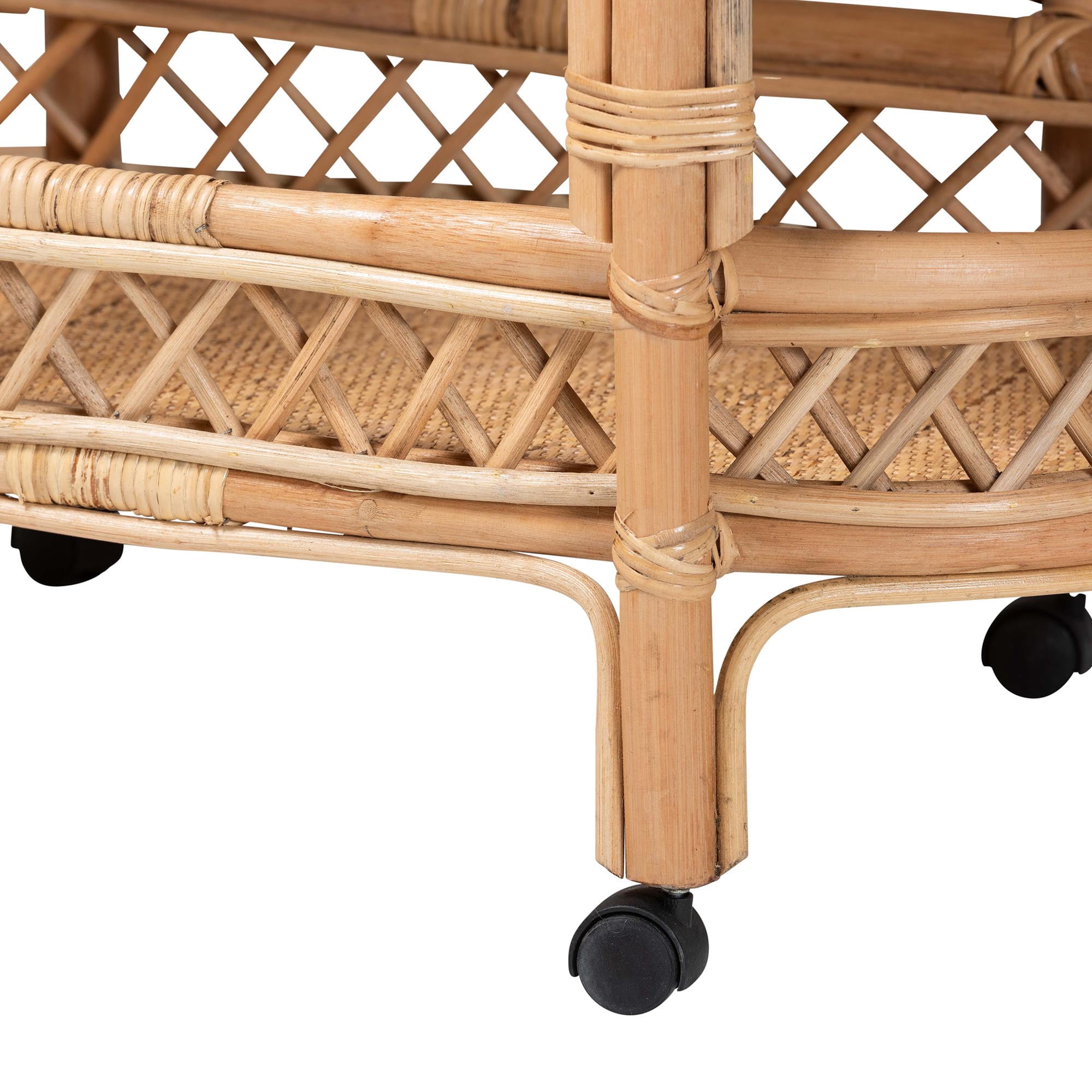 bali & pari Raul Boho Kitchen Cart, 2-Tier, Natural Rattan