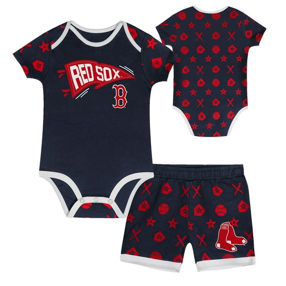 Infant Navy Boston Red Sox On Deck 2-Piece Diaper Cover Set