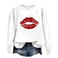 thumbnail image 2 of Outfmvch Chandails à Capuchon pour Femmes Manches Longues Chandail en Molleton Cœur Grahic Col Rond Pull de Noël pour Femmes Pull de la Saint-Valentin Blanc 2TG, 2 of 3