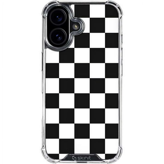 Skinit Black and White Checkered iPhone 16 Plus Clear Case
