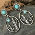 thumbnail image 2 of K-KED Simple 925 Silver Cactus Earrings Cubic Zirconia Dangle Drop Women Jewelry-Silver, 2 of 6