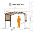 thumbnail image 3 of Sunjoy Lindt 9.5 x 11 ft. Outdoor Steel Arched Pergola with Adjustable Canopy for Patio, Backyard, and Garden, Tan & Brown, 3 of 11