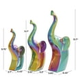 thumbnail image 3 of 14", 12", 10"H Multi Colored Ceramic Elephant Sculpture with Rainbow Shimmer Finish, by DecMode (3 Count), 3 of 12