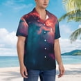 thumbnail image 3 of Balery Cosmic Paint Swirl Camisas hawaianas de manga corta para hombre, camisas playeras de corte holgado, camisas de vacaciones con botones,Large, 3 of 7