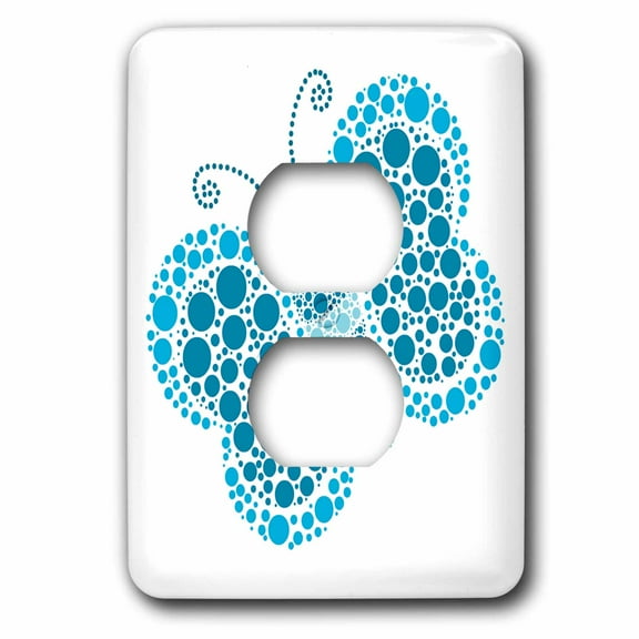 3dRose, Blue Pointillism Butterfly, 2 plug outlet cover