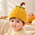 thumbnail image 4 of Baby Halloween Pumpkin Beanie Warm Knit Hat Cuffed Soft Skull Cap for Fall Winter Festive Parties and Cold Weather Wear for Infants Toddlers and Kids Yellow One Size, 4 of 7