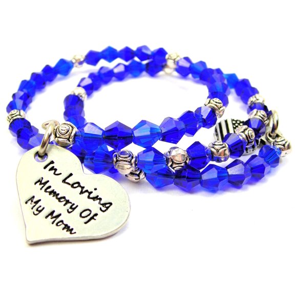 Chubby Chico Charms In Loving Memory Of My Mom Bicone Crystal Wrap Bracelet in Sapphire Blue