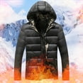 thumbnail image 2 of Men's Winter Thickened Warm Casual Style With Pockets Hooded Coat Jacket, 2 of 4