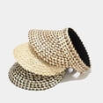 thumbnail image 2 of SikaFu Women Handmade Raffia Straw Hat Sun Visor Hat Sunscreen Lady Holiday Beach UV Protection Topless Stab Fashion Panama Hat, 2 of 6