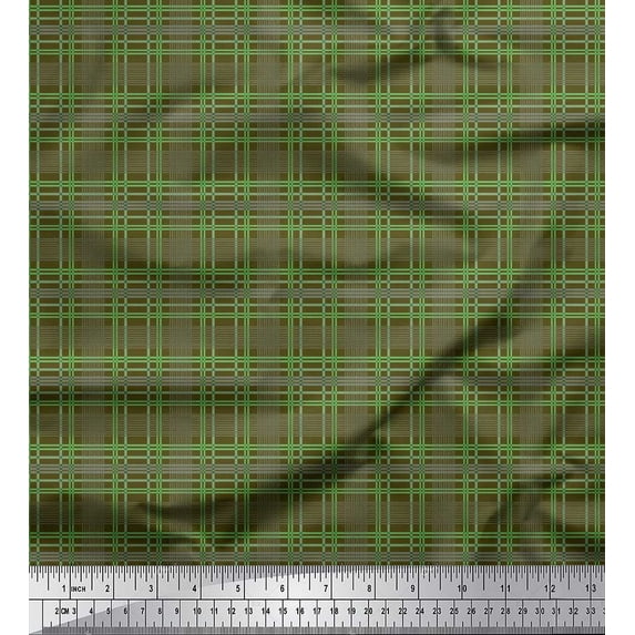 Soimoi Cotton Poplin Fabric Check Shirting Decor Fabric Printed Yard 42 Inch Wide