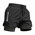 thumbnail image 2 of Lenago Lightweight Sports Running Shorts Men's Solid Color Double-Layer Running And Fitness Shorts Black Xl, 2 of 7