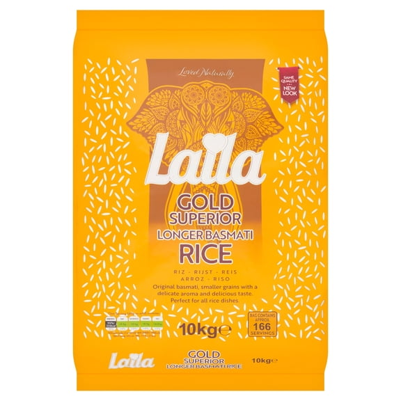 Laila Gold Basmati Rice 10Kg, Imported from Britain