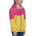 thumbnail image 5 of Naloa Red Ice Cream Teenage Zipper Hoodie, Long Sleeve Zip Up Hoodies Casual Jackets Tops for 7-12 Years-Small, 5 of 6
