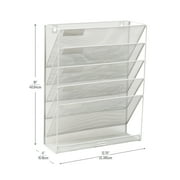 Mind Reader 5-Tier Vertical File Storage, Desktop Organizer, Wall Mount, 12.75L x 4W x 16H, White