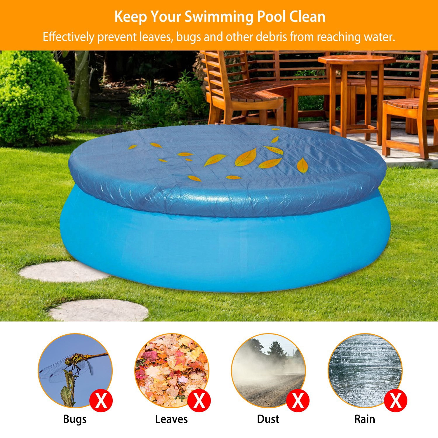 iMounTEK 12ft Pool Protector Cover, Padded Cover for Round Frame Pool, Pool Cover for Above Ground Round Inflatable Swimming Pool