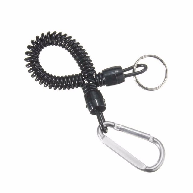 Fishing Retractable Lanyard Plastic Accessory Coiled Tether Fishing lanyard with Carabiner Fishing Safety Rope Tool