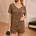 thumbnail image 6 of yievot Womens Pajama Sets Summer 2 Piece Lounge Sets Ribbed Knit Matching Outfits T-shirt and Shorts Sleepwear Loungewear, 6 of 8