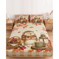 thumbnail image 2 of Twin Sze Fitted Sheet Set - Hedgehog Fall 2 Piece Bedding Sets 16" Deep Pocket Fitted Sheet with 1 Pillowcase, Thanksgiving Pine Cones Maple Rustic Plaid Brushed Microfiber Hotel Luxury Bed Sheets, 2 of 9