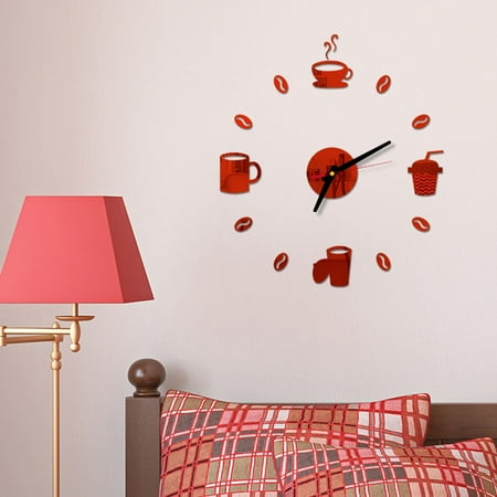 Soimiss Modern Red Acrylic Wall Clock Frameless Large Size for Office and Classroom Decoration