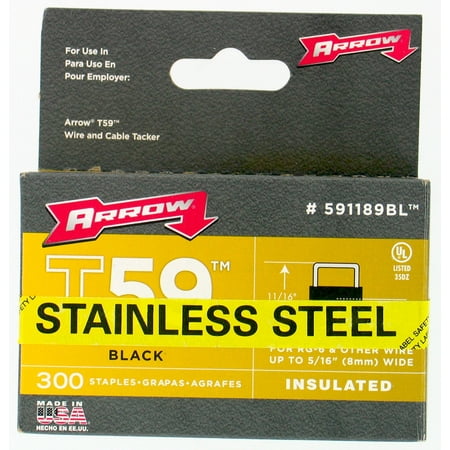Arrow T59 Insulated Stainless Steel Black Staples 5/16