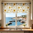 thumbnail image 4 of Curtain Valance with Watercolor Sunflower Daisy Floral Print,Light Filtering Washable Farmhouse Short Kitchen Window Valance,for Home Decor, 4 of 6