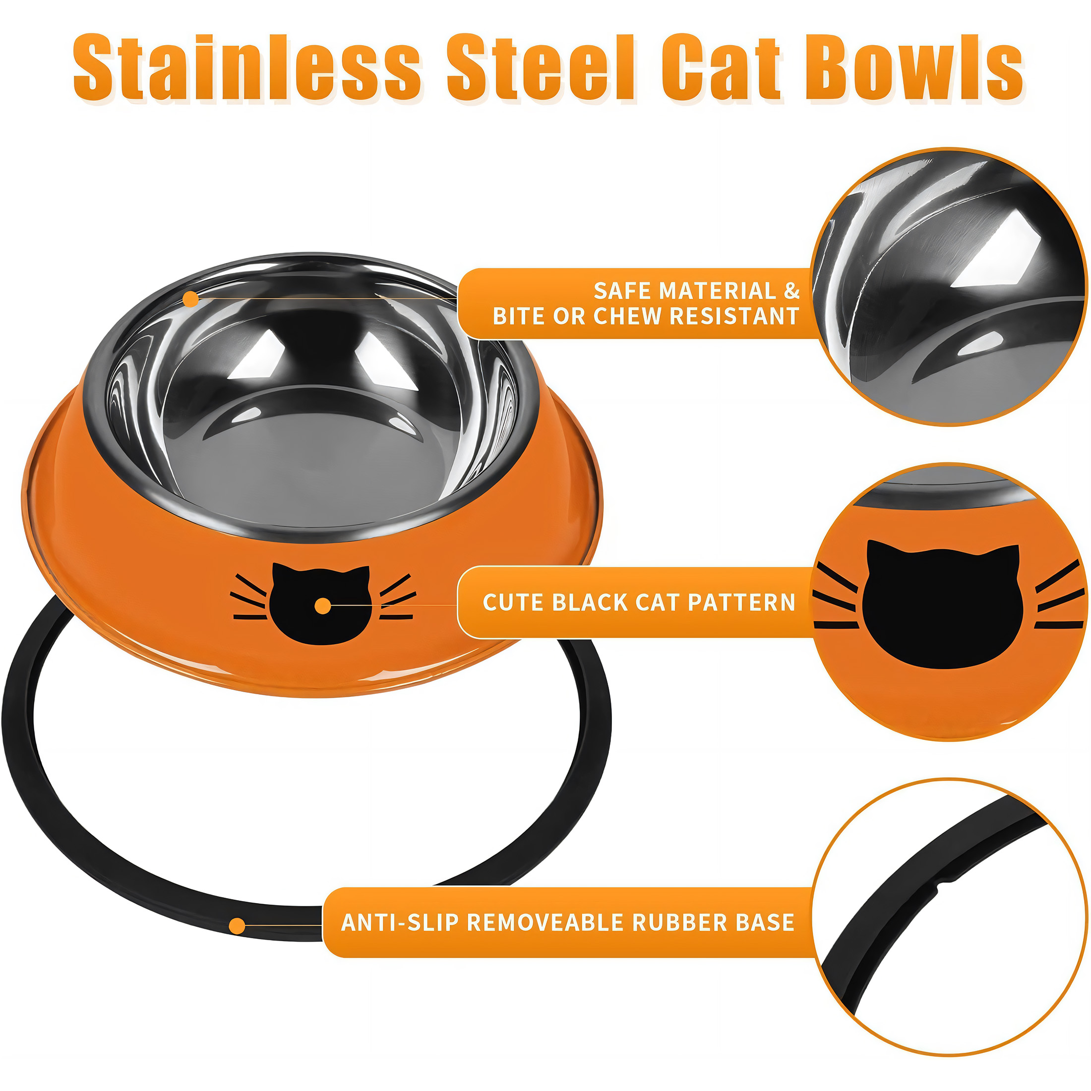 BESTSKY 6Pcs Cat Food Bowl,Anti-Tip Design Cat Bowls,Easy to Clean Elevated Dog Bowls