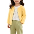 thumbnail image 2 of FRSASU Girls Classic Crew Neck Button Long Sleeve Soft Knit Cardigan Sweater Breathable Stretchy School Outfit Size 6M-4T Yellow, 2 of 9