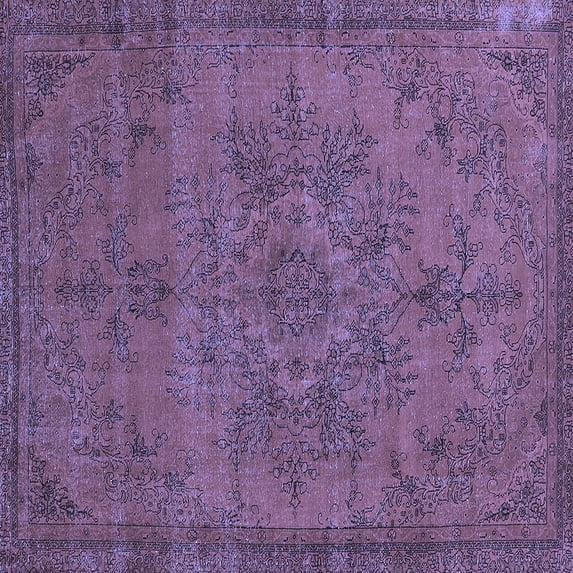 Ahgly Company Machine Washable Indoor Square Oriental Blue Industrial Area Rugs, 3' Square