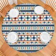thumbnail image 2 of Blue and Orange Geometric Boho Pattern Round Fitted Tablecloth with Elastic Edge,Dining Table Cover Waterproof,Outdoor Round Tablecloth for Camping,Dining,Indoor and Outdoor, 2 of 7