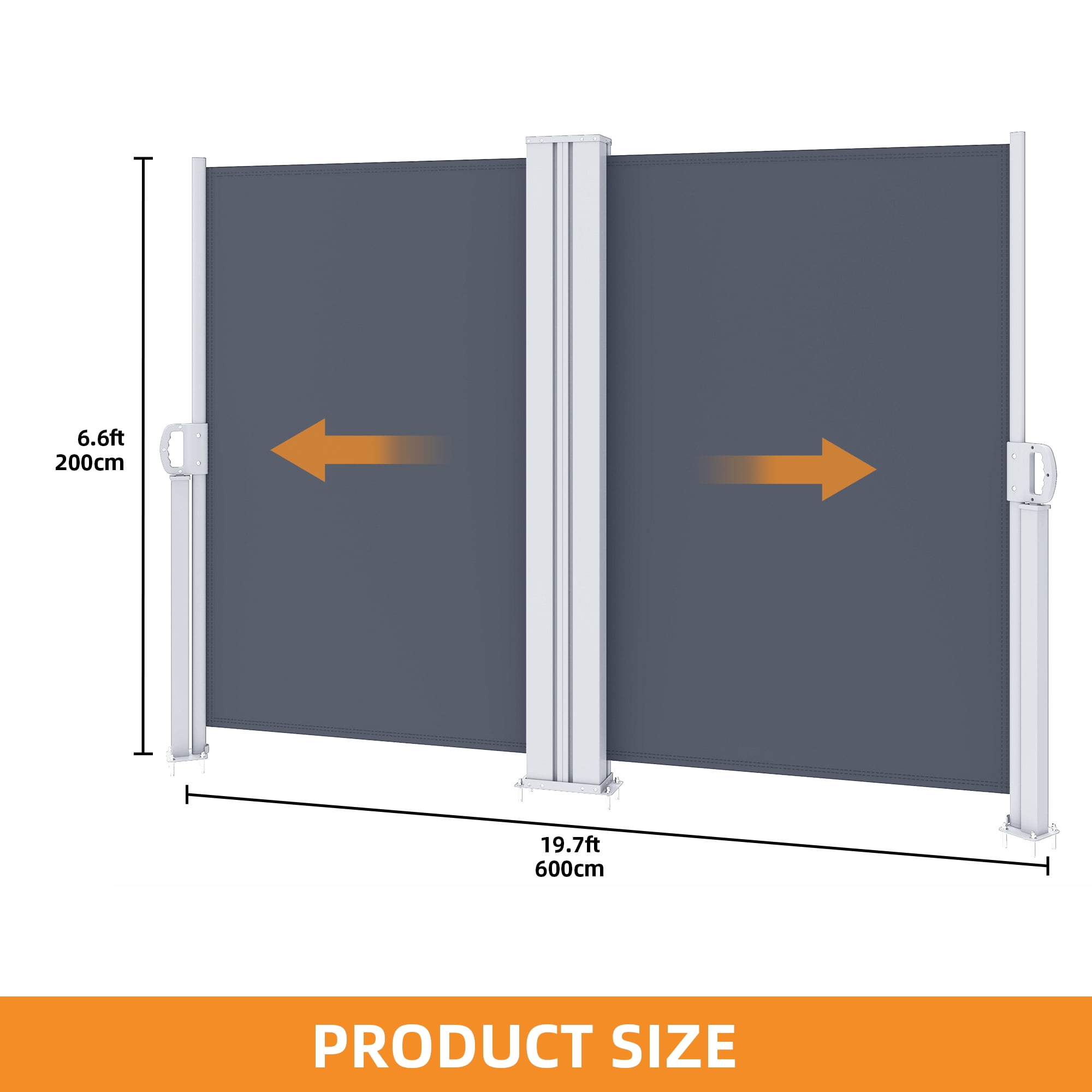 Uforic Double side retractable awning Waterproof and UV resistant for garden, terrace, patio, Grey