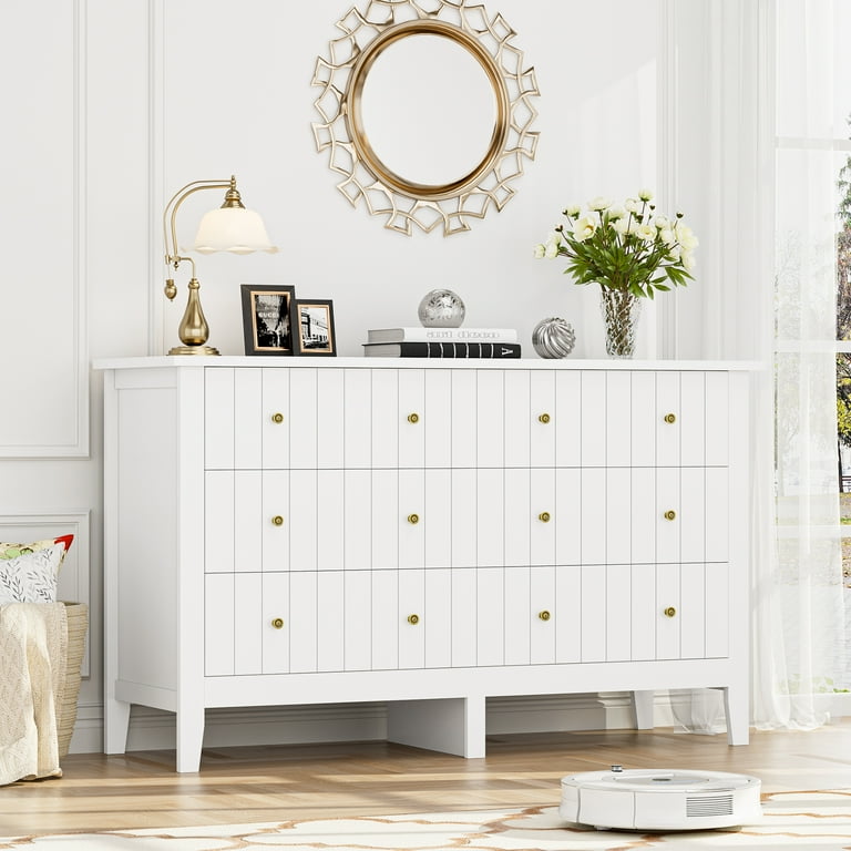 White and gold dresser chest discount