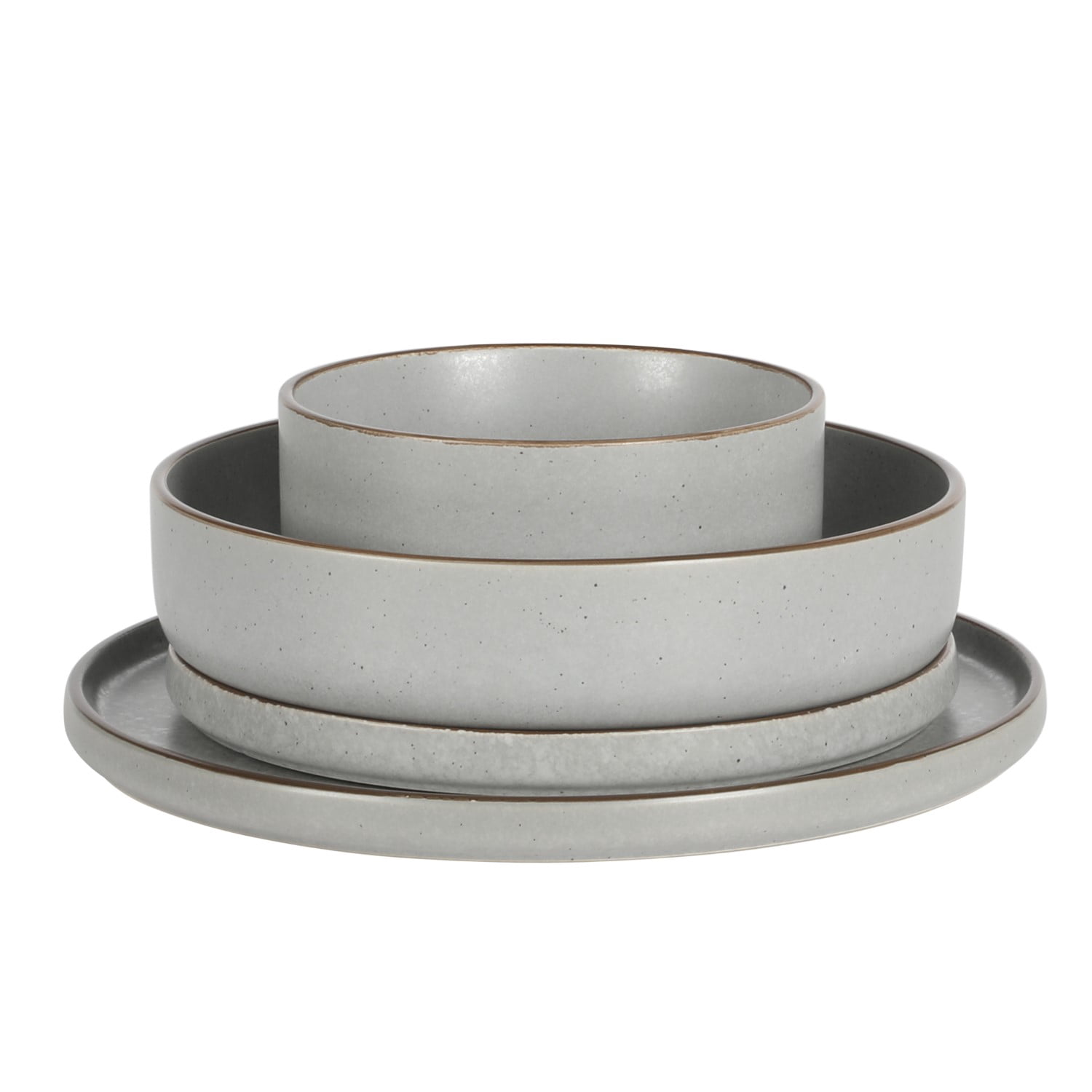 Gibson Elite Gelston Stoneware Matte Reactive Glaze 16 Piece (Service for 4) Plates and Bowl Dinnerware Set - Grey