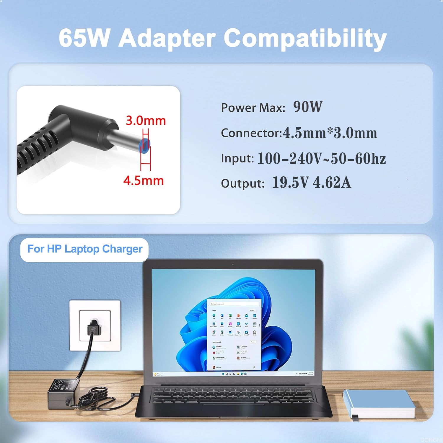 90W 4.5mm Laptop Charger for Dell Inspiron 5400 / 5401 / 5490