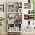 thumbnail image 4 of Onbrill 4 Tier Bookshelf Shelf Wooden Bookcase ,with Storage Cabinet & Adjustable Storage Shelf,Multipurpose Bookshelf for Home Office, Living Room, Natural White, 4 of 10